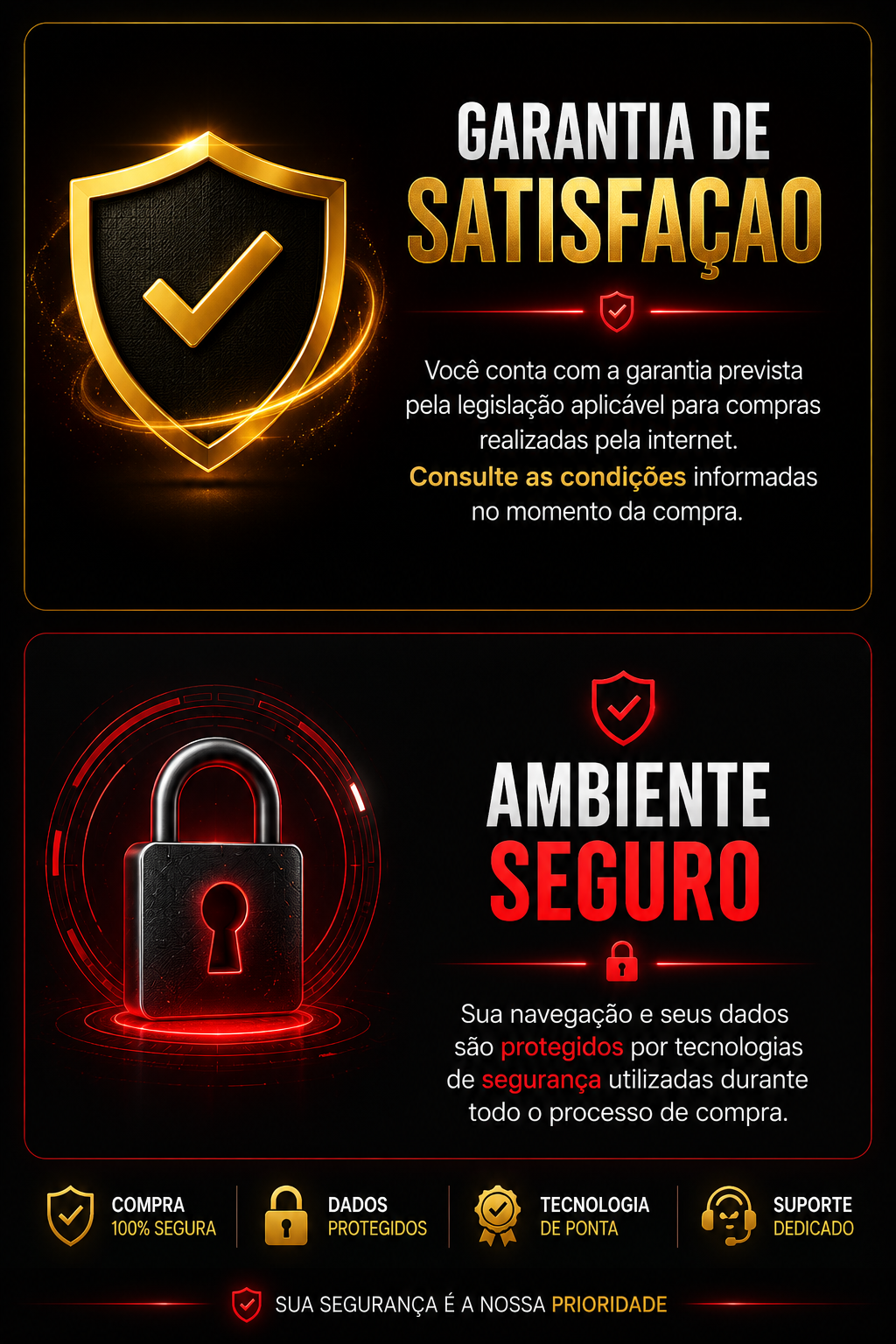 Garantia de Satisfação e Ambiente Seguro