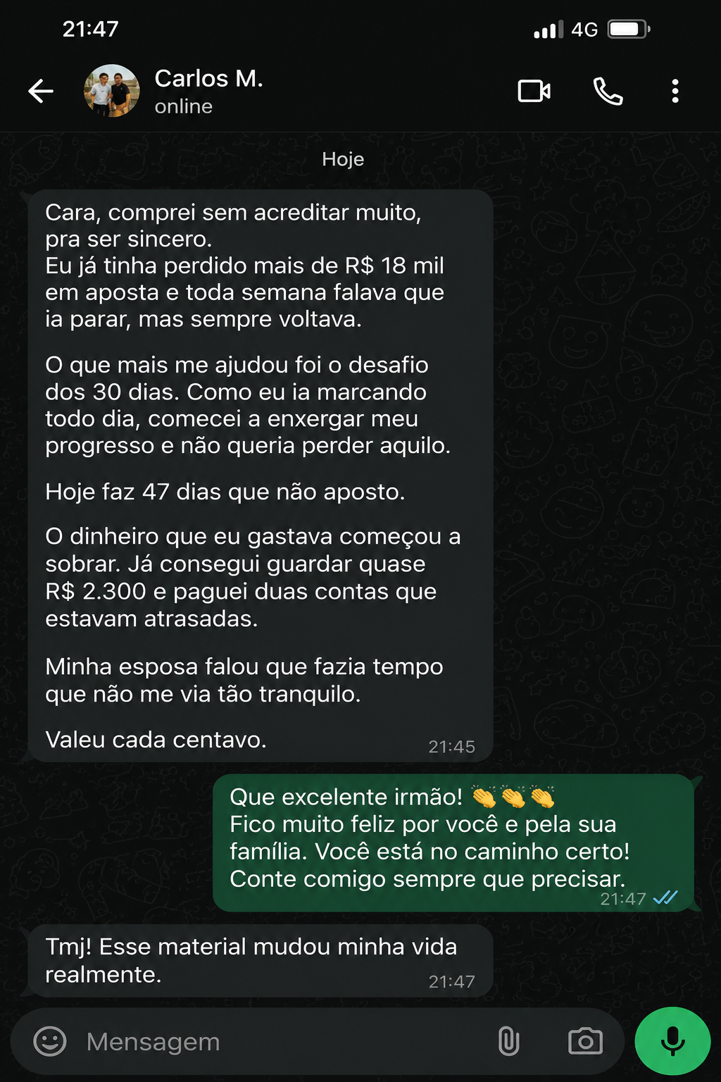 Depoimento de Carlos M. via WhatsApp